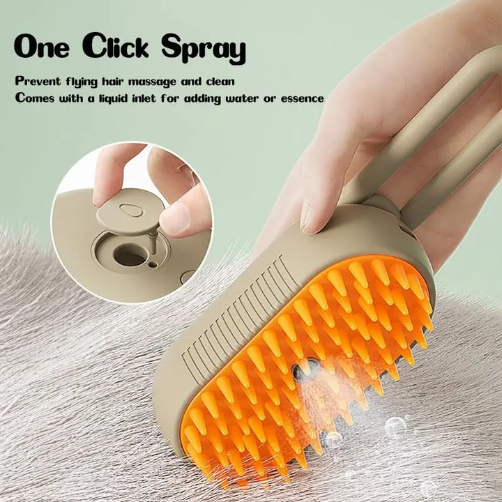 Steamy Dog Brush Spray Cat Hair Brush 3 in1 Dog