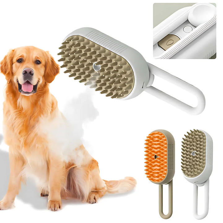 Steamy Dog Brush Spray Cat Hair Brush 3 in1 Dog