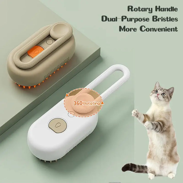 Steamy Dog Brush Spray Cat Hair Brush 3 in1 Dog